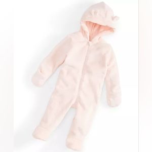 Baby Infant Hooded (with ears) Fleece Footed Coverall 3-6M Light Pink NWOT